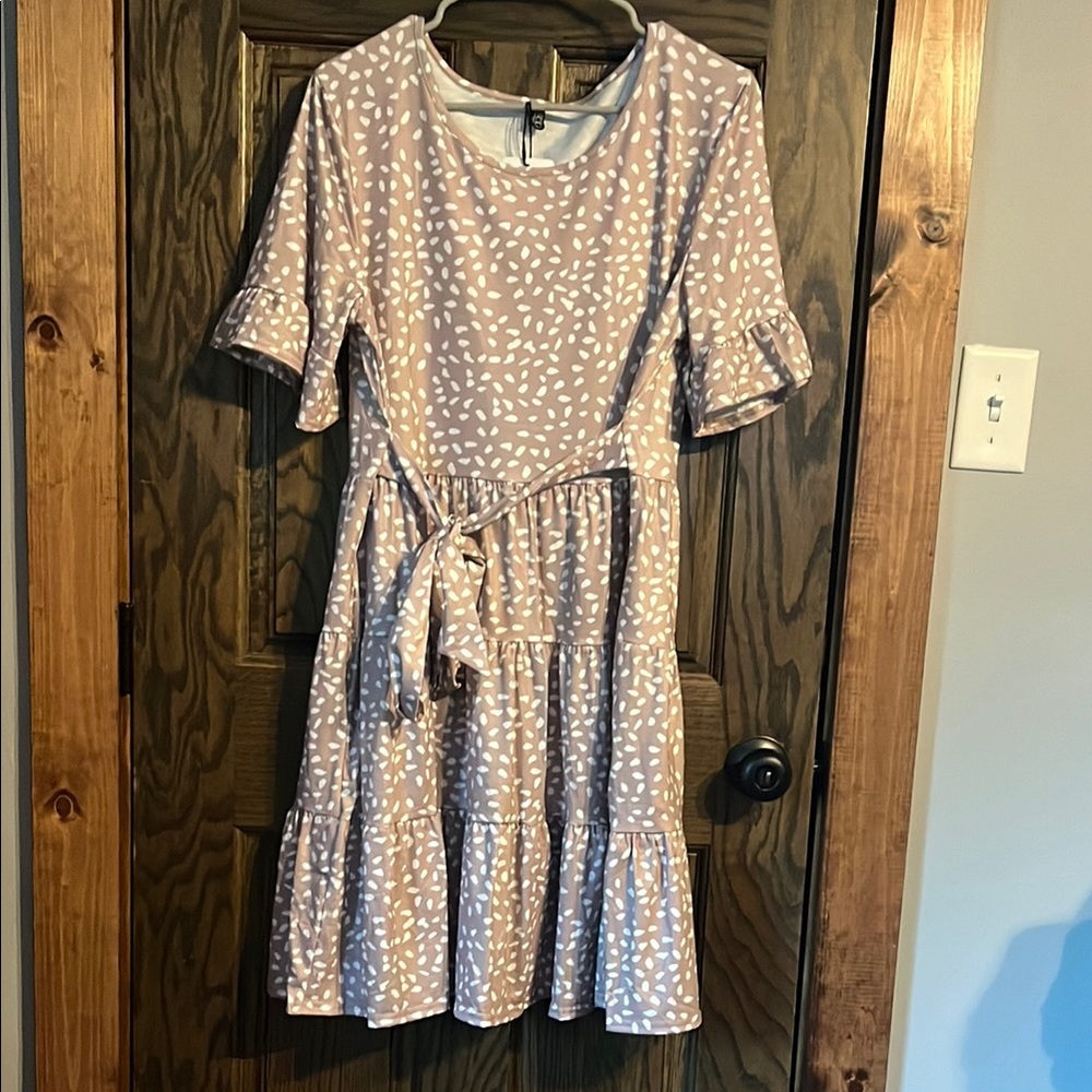 NCLOOK Pink and White Patterned Dress